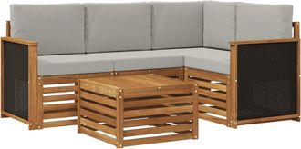 vidaXL Conjunto De Sof&aacute;s De Exterior 5 Uds. Natural Y Gris Claro Vidaxl