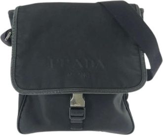 Prada Pre-owned Cross Body Bags, male, Black, Size: ONE SIZE Pre-owned Tessuto Nylon Shoulder Bag