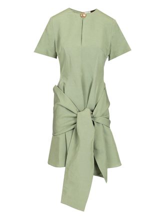Loewe Pebble Dress In Viscose And Linen Abiti Verde-Donna