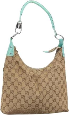 Gucci Pre-owned Shoulder Bags, female, Beige, Size: ONE SIZE Pre-owned Canvas Shoulder Bag