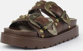 Buffalo Raya Ari West Leather Womens Brown Sandals - Size UK 6.5