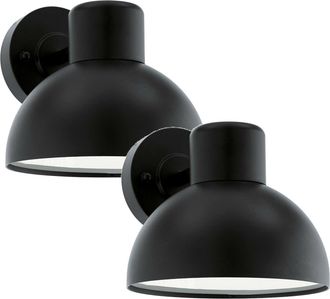 Loops 2 PACK IP44 Outdoor Wall Light Black Zinc Steel 1x 40W E27 Porch Lamp