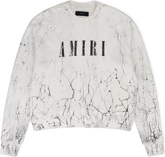 Amiri White Cracked Dye Core Logo Crewneck