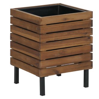 Hhg Jardinera Hhg-456, Jardinera Cuadrada De Acero Para Exterior, Color Acacia, 43 X 33 X 33 Cm, Con Certificaci&oacute;n Mvg, Marr&oacute;n