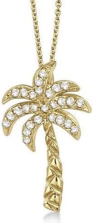Allurez Palm Tree Shaped Diamond Pendant Necklace 14k in Yellow Gold at Nordstrom, Size 18