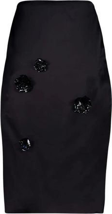 Casablanca Duchesse Satijnen Midi Rok - Dames - Midirokken - Zwart - 2XS - Satijn - Rokken