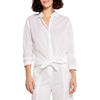 Nic+Zoe Cotton Boyfriend Shirt in Paper White at Nordstrom Rack, Size Petite P
