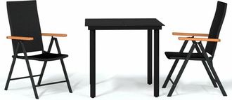 vidaXL Juego De Comedor De Jard&iacute;n 3 Piezas Negro Vidaxl