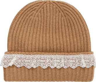 Ganni Gorro de encaje - Accessories - Mujer - Marr&oacute;n - ONE SIZE