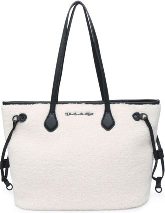 Generic Womens Large Plush Tote Handbag with Zip Top Closure, Soft Textured Shoulder Bag with Interior Zipped Pocket, Winter Casual Shopping & Everyday Tote B