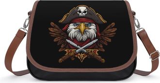 Generic Eagle1 Pirates Crossbody Bag Womens Handbag PU Message Bags Shoulder Purse with Adjustable Strap