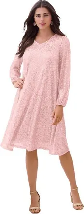 Roaman's Sequin Swing Dress in Pale Blush at Nordstrom, Size 12