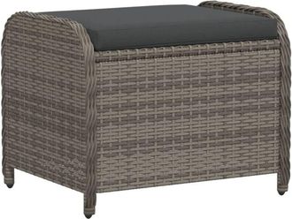 vidaXL Vidaxl - Taburete De Jard&iacute;n Con Coj&iacute;n Rat&aacute;n Sint&eacute;tico Gris 58x46x46 Cm