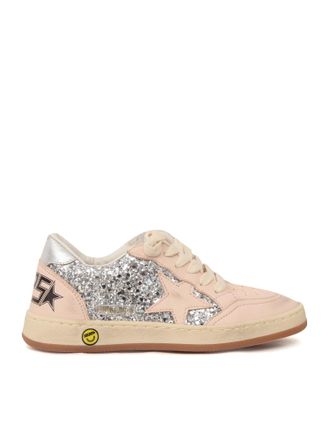 Golden Goose Scarpe da ginnastica Golden Goose Ballstar Glitter Tomaia in nappa Punta Stella e sperone Tacco laminato Argento/Rosa chiaro