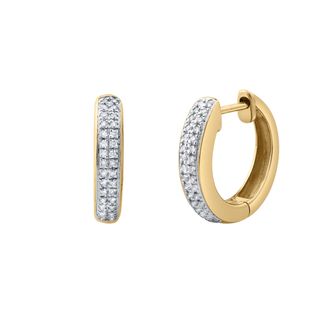LuvMyJewelry Celaris 0.15 Ct 14K Gold Diamond Huggies