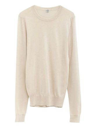 Toteme knitted crew-neck jumper - women - Silk/Wool - S - Neutrals