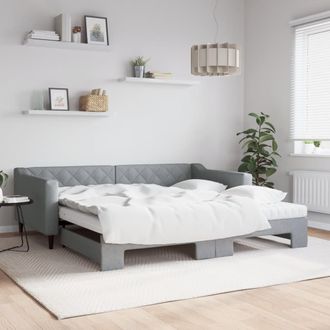 vidaXL Vidaxl - Sof&aacute; Cama Nido Con Colch&oacute;n Tela Gris Claro 100x200 Cm
