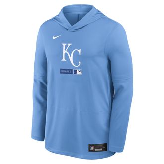 Nike Kansas City Royals Authentic Collection Nike Mens Dri-FIT MLB Long-Sleeve Hooded Top in Blue | 03B94EYROY-S9Q