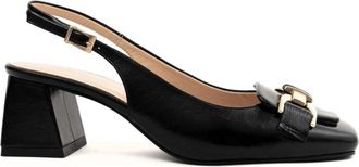 Sergio Moretti Klassieke Zwarte Mid-Hak Pumps - Dames - Pumps - Zwart - 39 EU - Leer - Schoenen