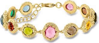 Ross-Simons 14kt Yellow Gold-Plated Bracelet With Natural and Simulated Multicolored Gemstones