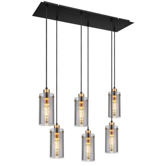 Netlighting Fanni Cluster Pendant Matt Black Smoke Glass Shade 6x E27