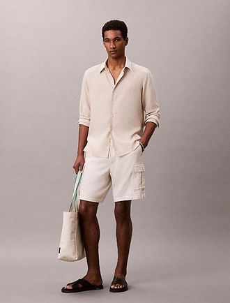 Calvin Klein Overhemd Van Een Effen Linnenmix Met