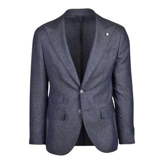 Luigi Bianchi Mantova Formal Blazers, male, Blue, Size: XL Giacca Stondata