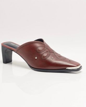 Free People Womens Roxi Metal Tip Mules In Cabernet Leather