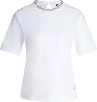 Joop Embellished Crystal T-Shirt - Dames - T-shirts - Wit - S - Katoen - Tops