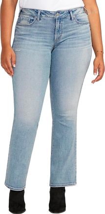 Silver Jeans Co Womens Plus Size Britt Low Rise Curvy Fit Slim Bootcut Jeans, Med Wash Scv211, 18 Plus Short