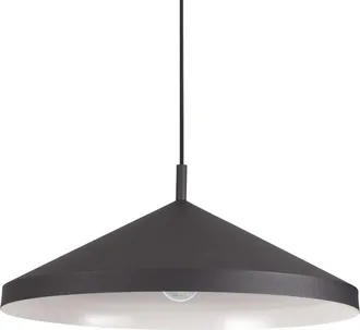 Ideal Lux Lámpara colgante redonda de metal negro con interior blanco