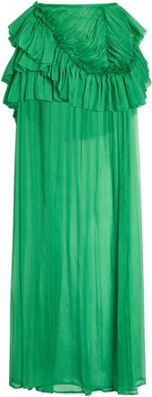 Dries Van Noten Shelby Frilled Silk Maxi Skirt - Green - 40 (UK12 / M)