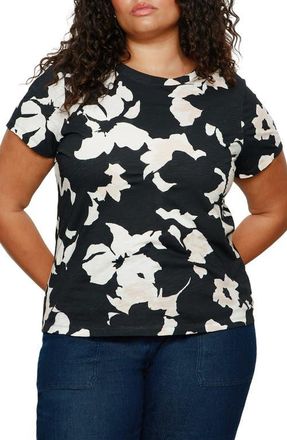 Sanctuary The Perfect T-Shirt in Black Petal Whisper at Nordstrom, Size 3X