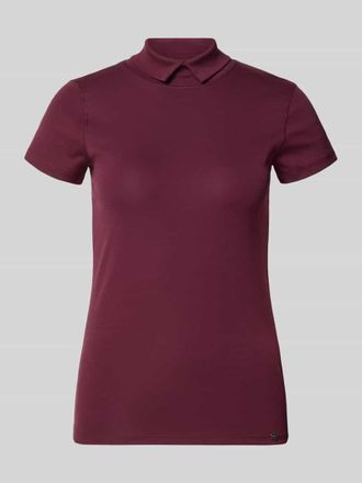 Marc Cain Slim Fit T-Shirt mit hochschlie&szlig;endem Polokragen in Bordeaux, Gr&ouml;&szlig;e 34