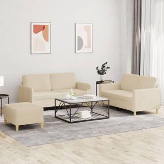 vidaXL Juego De Sof&aacute;s Con Cojines 3 Piezas Tela Crema Vidaxl