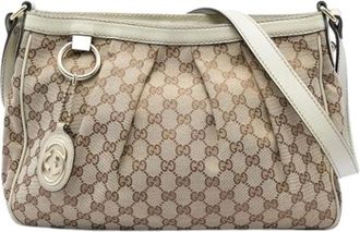 Gucci Pre-owned Sukey Crossbody - Dames - Pre-owned - Beige - Maat: ONE Size Leer