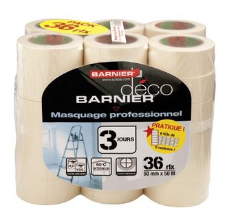 Scapa Paquete De 36 Rollos - Cinta De Enmascarar Para Pintura, Ancho 50 Mm - Largo 50 M