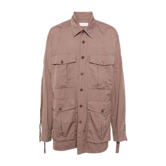 Dries Van Noten Overhemden, Dames, Bruin, M, Katoen, Stijlvol Calbar Overhemd