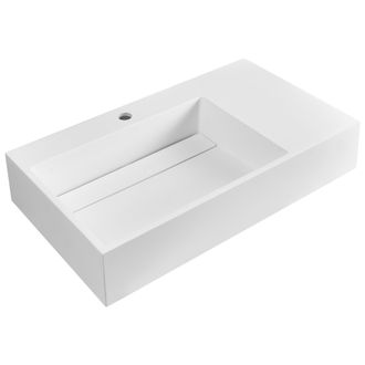 Beliani Lavabo Suspendido De Pared Cl&aacute;sico Rectangular Fundici&oacute;n Mineral Acabado Mate 75 X 43 Cm Blanco Cusco