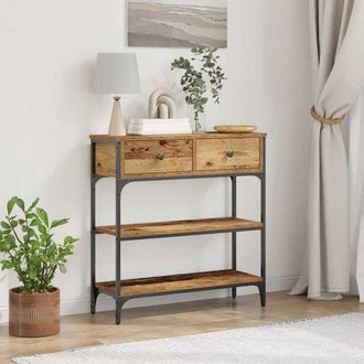 vidaXL Vidaxl - Tavolo Consolle con cassetto Legno vecchio 72,5 x 25 x 75 cm