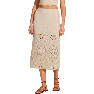 Vitamin A Harper Crochet Lace Cover-Up Midi Skirt in Natural at Nordstrom Rack, Size Small