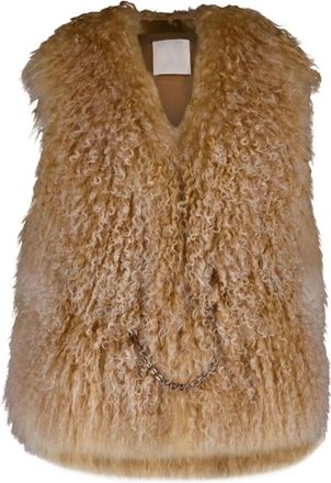 Givenchy Luxe Bont Mouwloos Vest Beige - Dames - Bodywarmers - Beige - S - Jassen