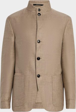 Ermenegildo Zegna Mens Cashmere-Blend Basketweave Blazer