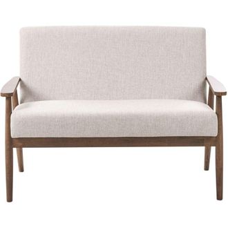 Beliani Sofa 2 Seater ESRUM Fabric Dark Brown/ Beige