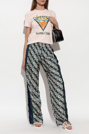 Casablanca T-shirt With A Colorful Print, Womens, Pink
