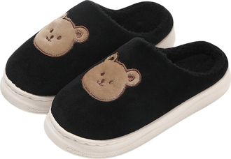 Generic [Warm Upgrade] Womens Warm Slippers Soft and Comfortable Warm Your Feet in Winter Fuzzy Womens Slipper Socks (Black, 5.5)