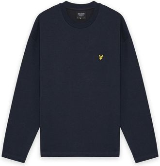 Lyle & Scott Tops, Heren, Blauw, XL, Katoen, Raised Jacquard Crew Neck Sweatshirt