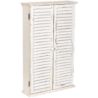 Wanderlust Deco Armario de madera beige de 2 puertas 50x15x79h cm