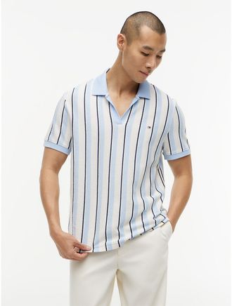 Tommy Hilfiger Mens Regular Fit Striped Knit Polo - Blue - XXXL
