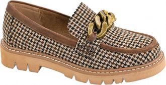 Corkys Footwear Womens Not Literally Loafer In Black Tan Houndstooth